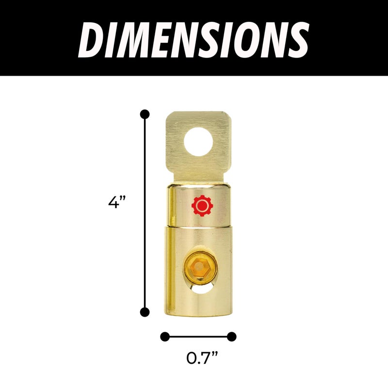 InstallGear 1/0 AWG Gauge Gold Ring Set Screw Battery Ring Terminals - 1/0 Gauge Wire Connector - 1/0 Ring Terminal (4 Pack) - Image 3